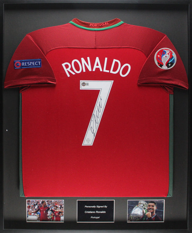 Cristiano Ronaldo Portugal 2016 Framed Home Shirt 